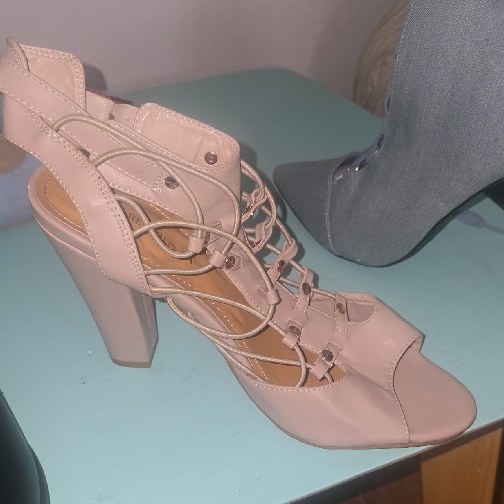 Shoe Republic LA Blush Strappy Heels